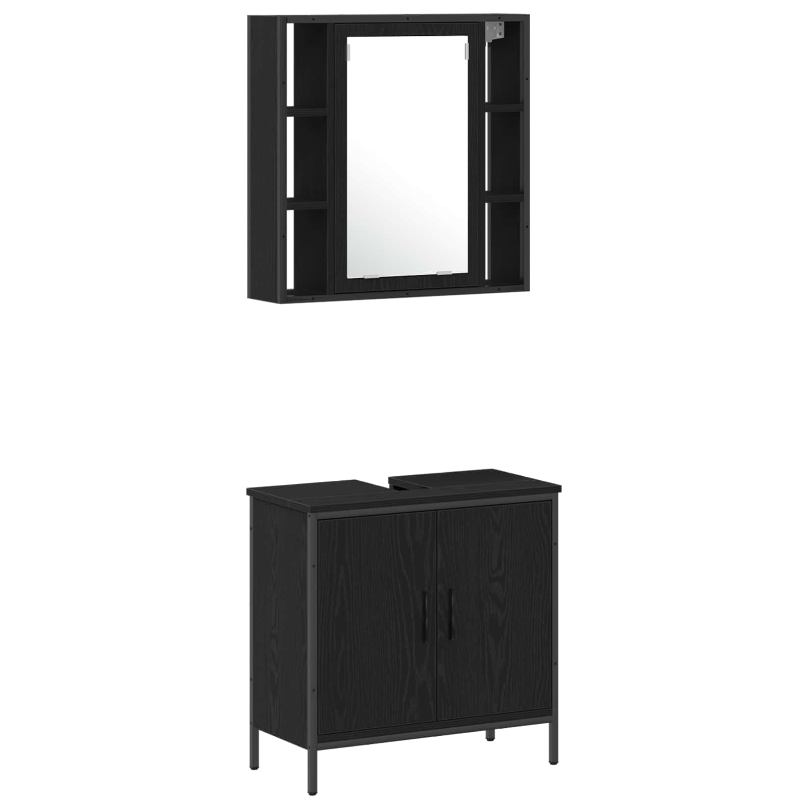 bathroom sink cabinet black oak 60x30x60 cm engineered wood