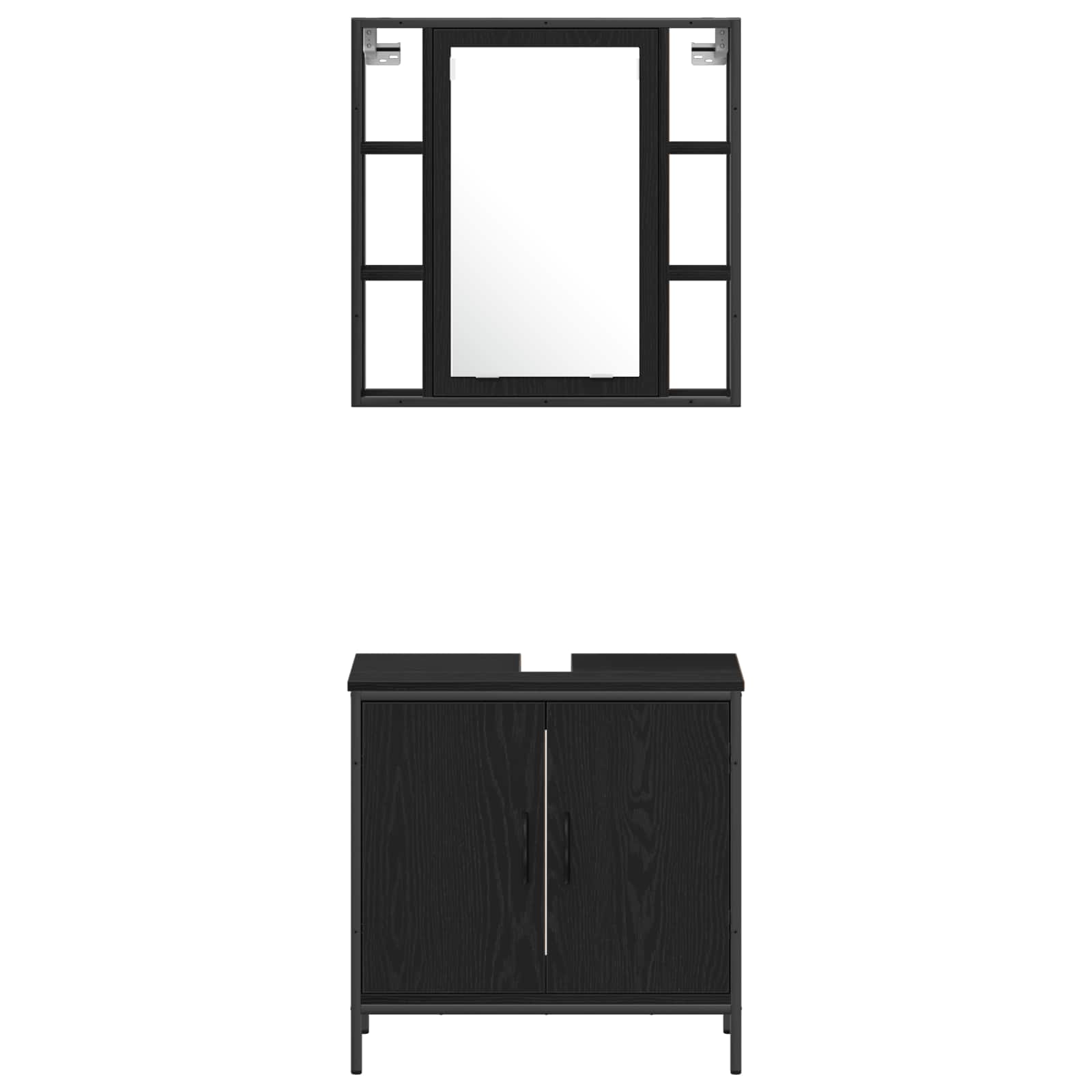 bathroom sink cabinet black oak 60x30x60 cm engineered wood