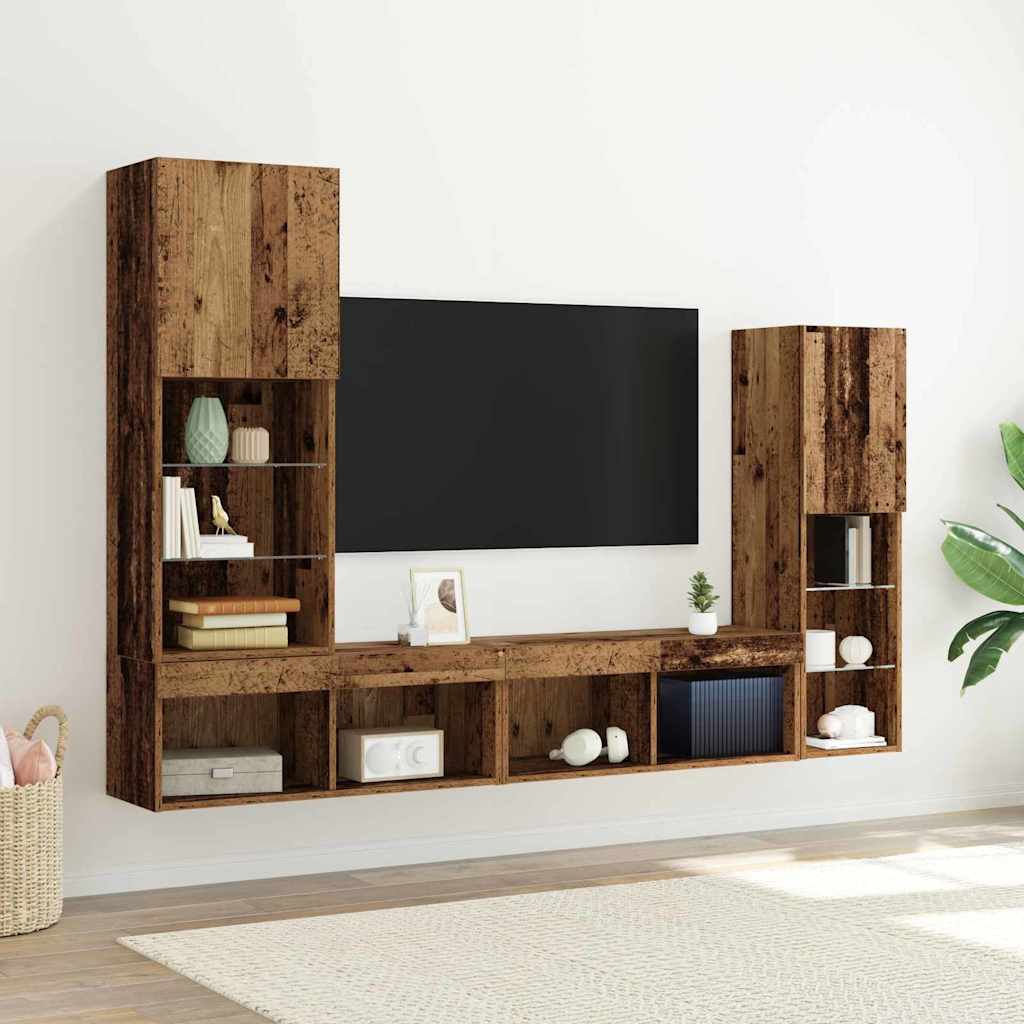Televizoriaus spintelė 4 pcs Sena mediena Apdirbta mediena