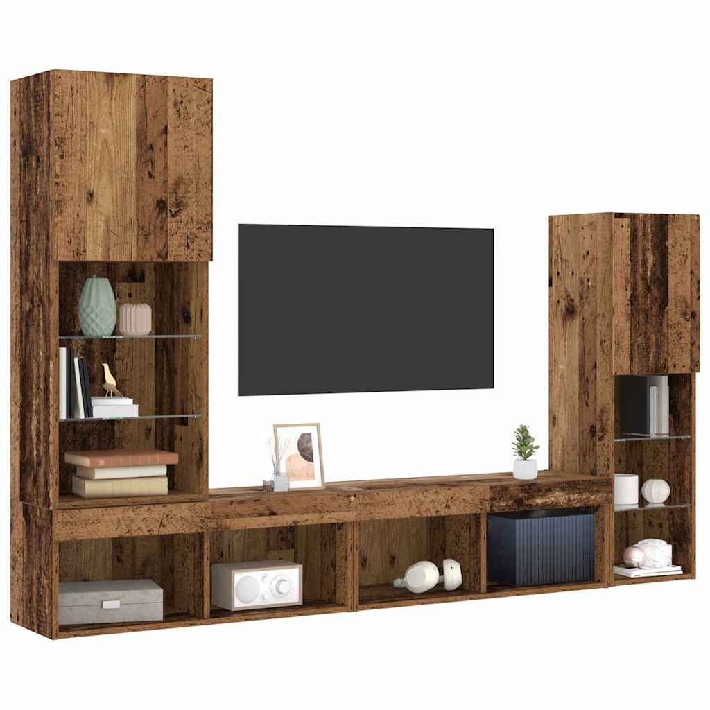 Televizoriaus spintelė 4 pcs Sena mediena Apdirbta mediena