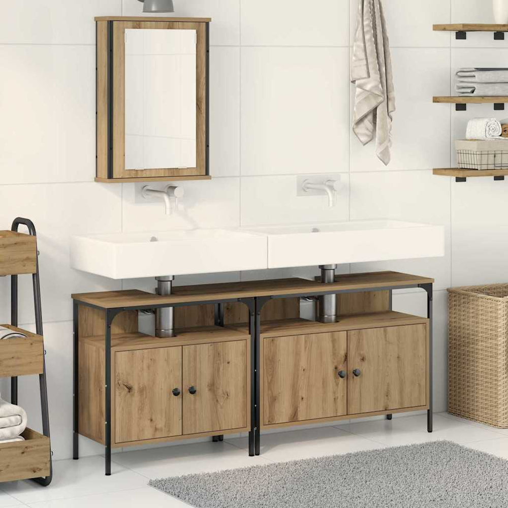 3-piece Bathroom Furniture Set Master Oak Engineered Wood