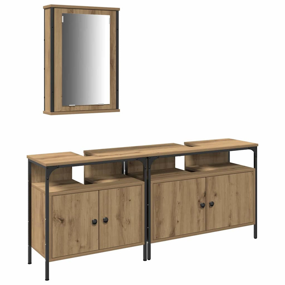 3-piece Bathroom Furniture Set Master Oak Engineered Wood