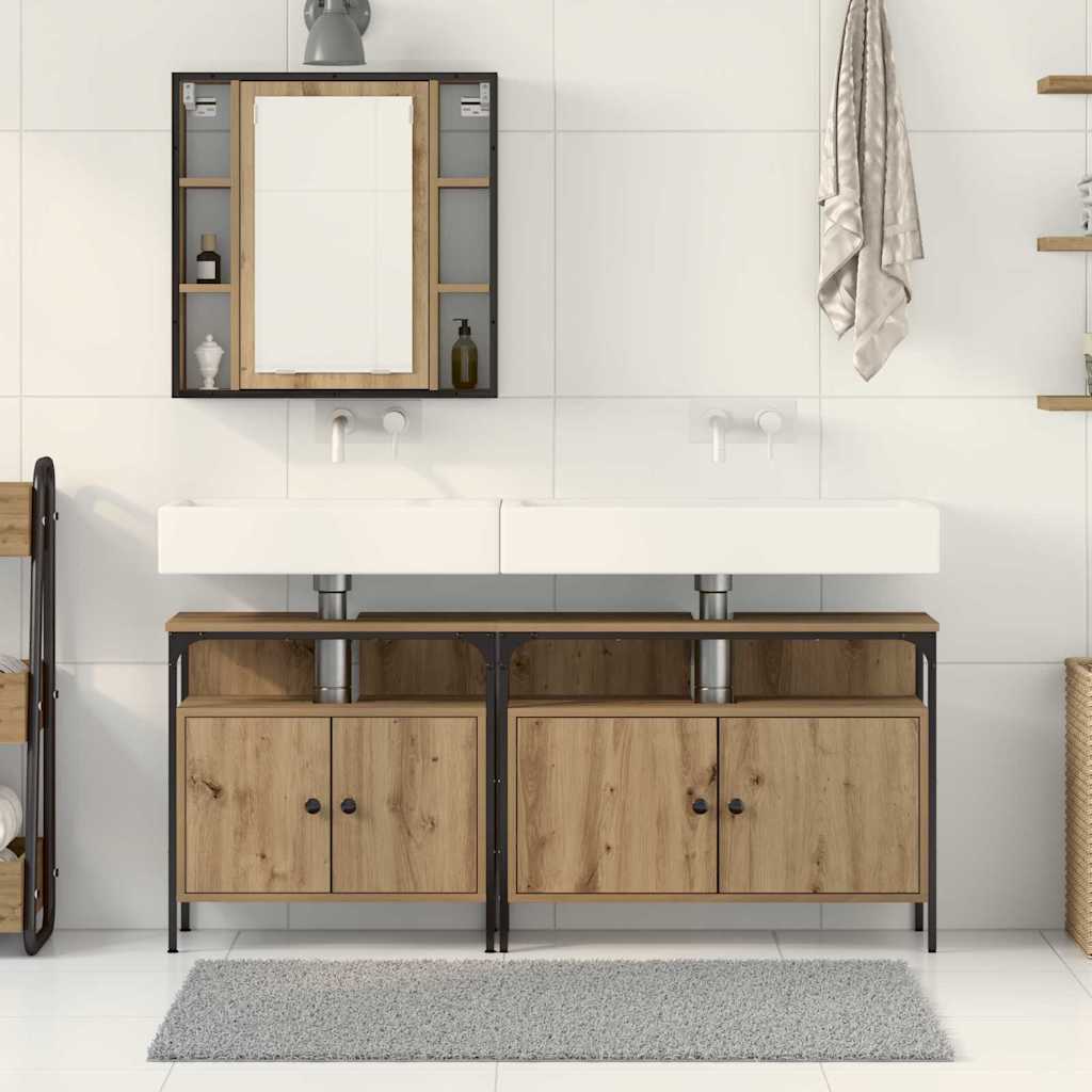 Bathroom Cabinet with Shelf 3 pcs Brown Engineered Wood