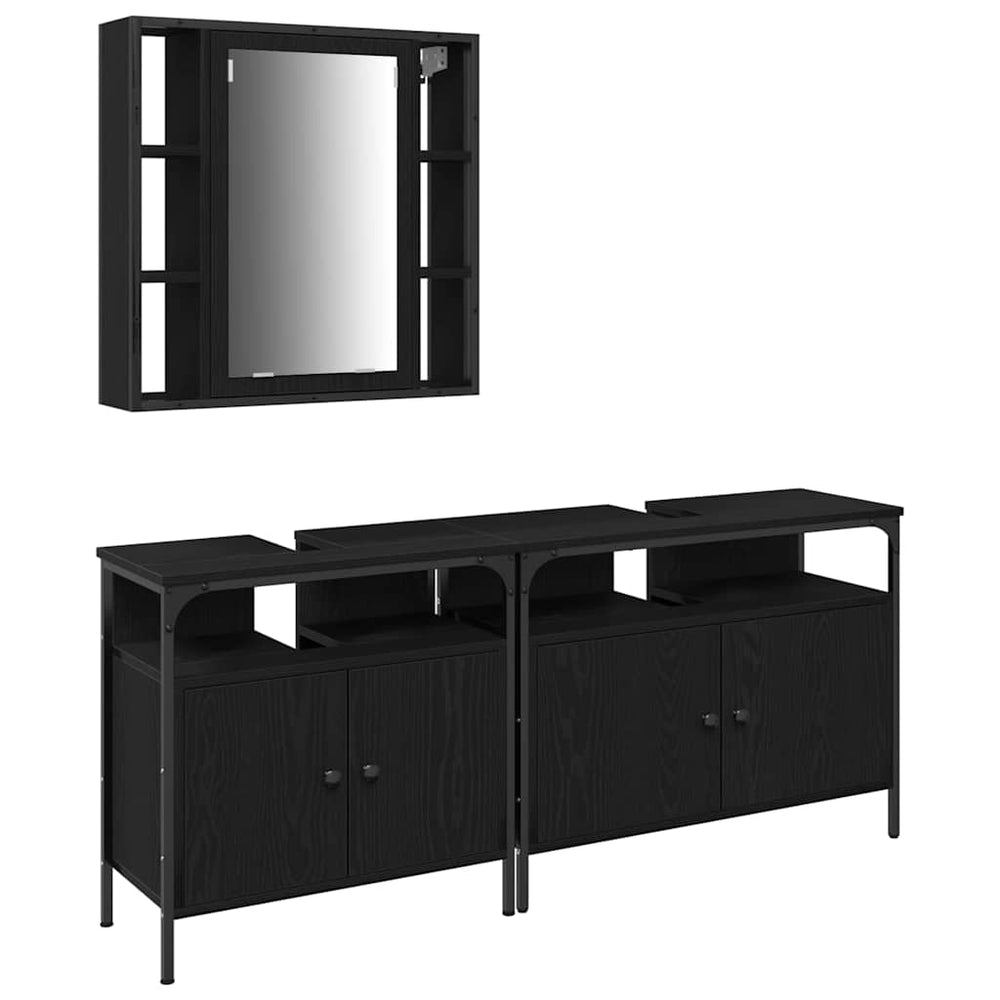 3-piece bathroom furniture set Black oak manufactured wood