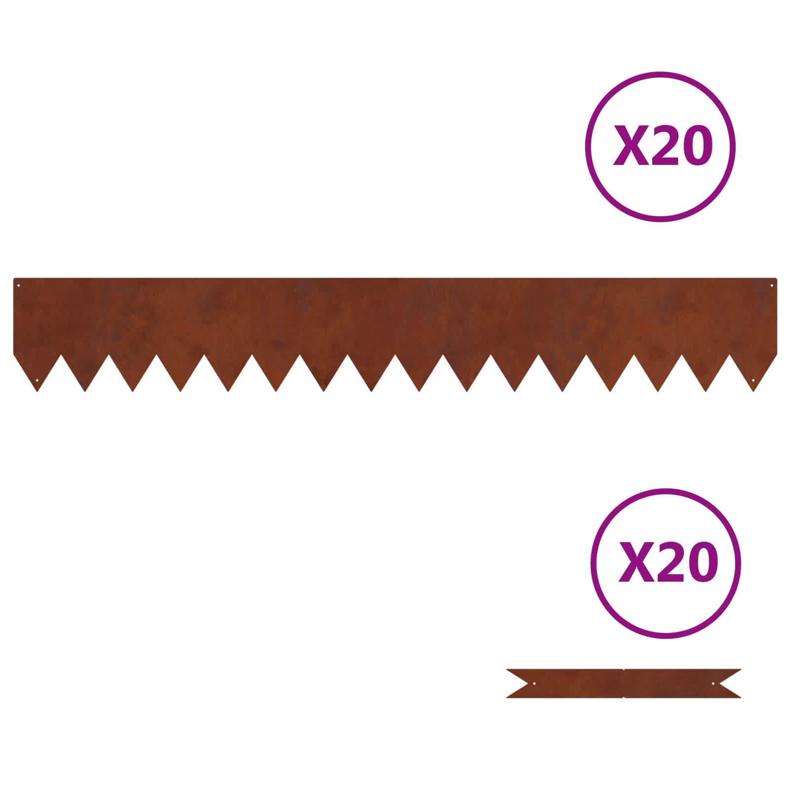 Wind edge 20 pcs Brown 100 x 0.05 x 20 cm