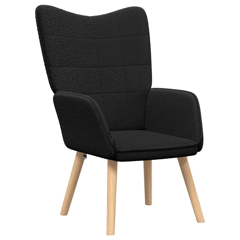 Relaxation Chair Black Curled Wool Fabric