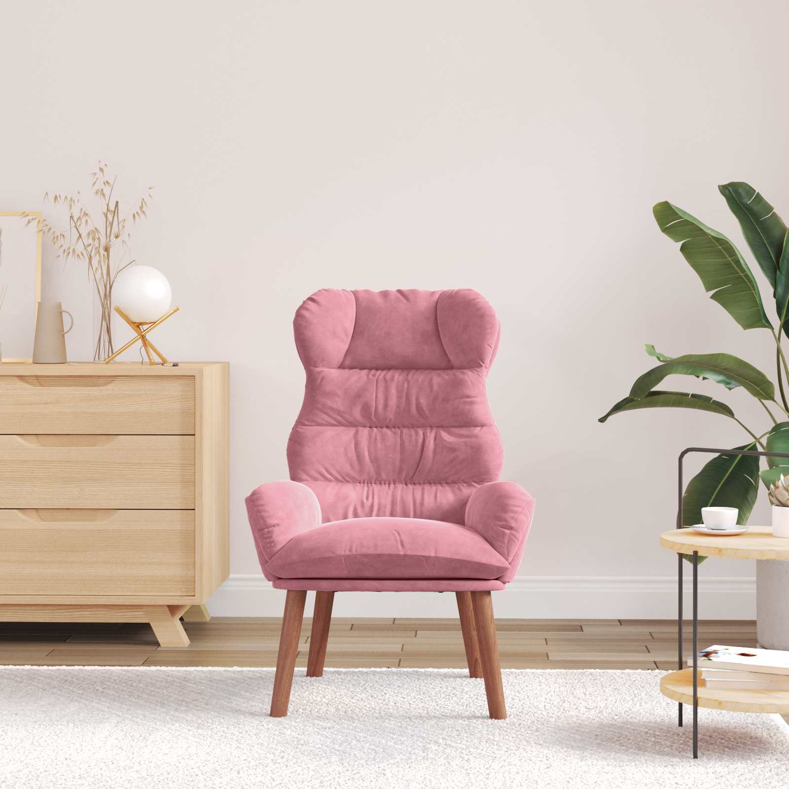 Relaxing Chair Pink 69 x 74 x 93 cm Velvet