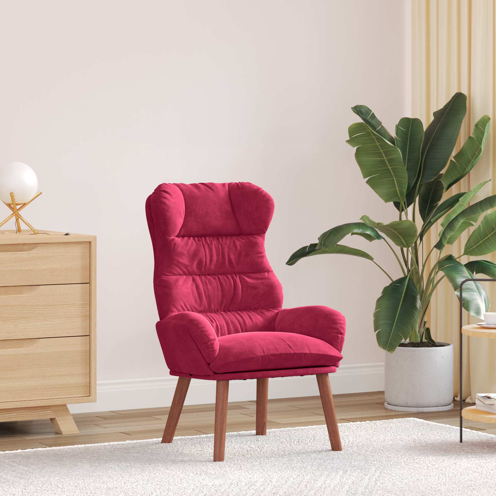 Lounge Chair Wine Red Velvet