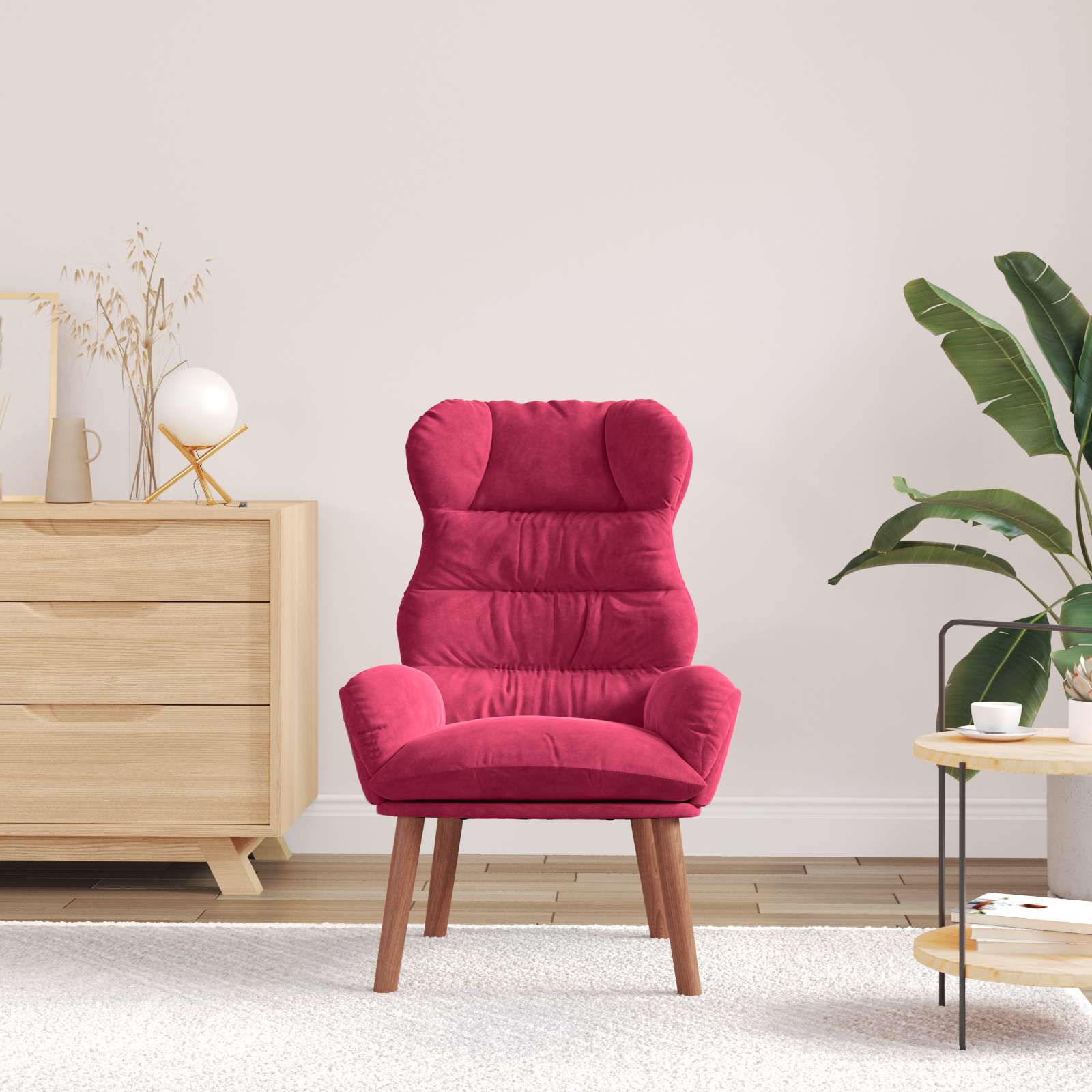 Lounge Chair Wine Red Velvet