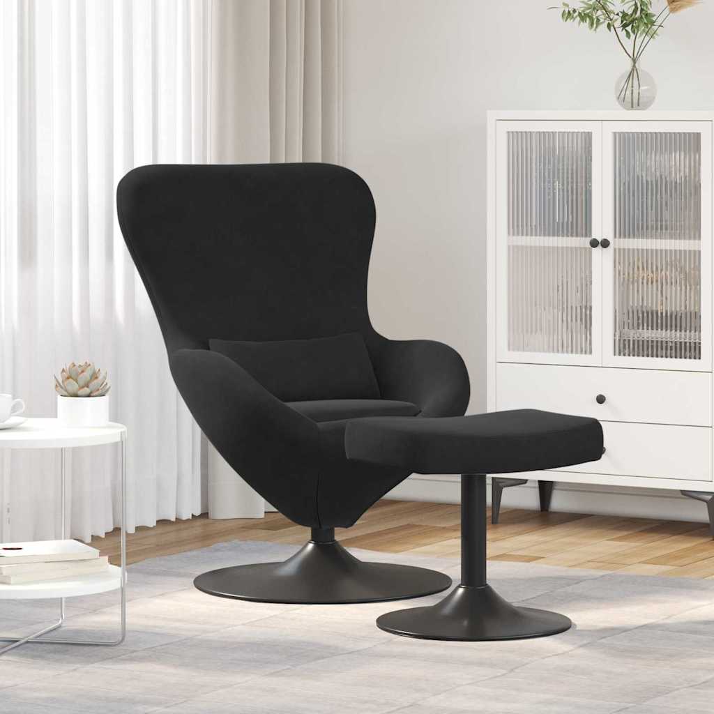 Egg chair with ottoman Black Velvet