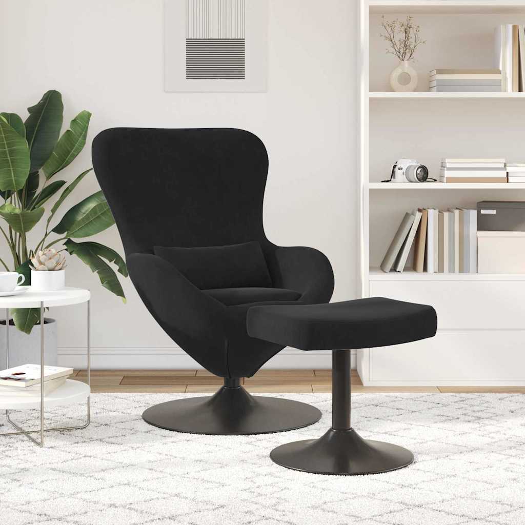 Egg chair with ottoman Black Velvet
