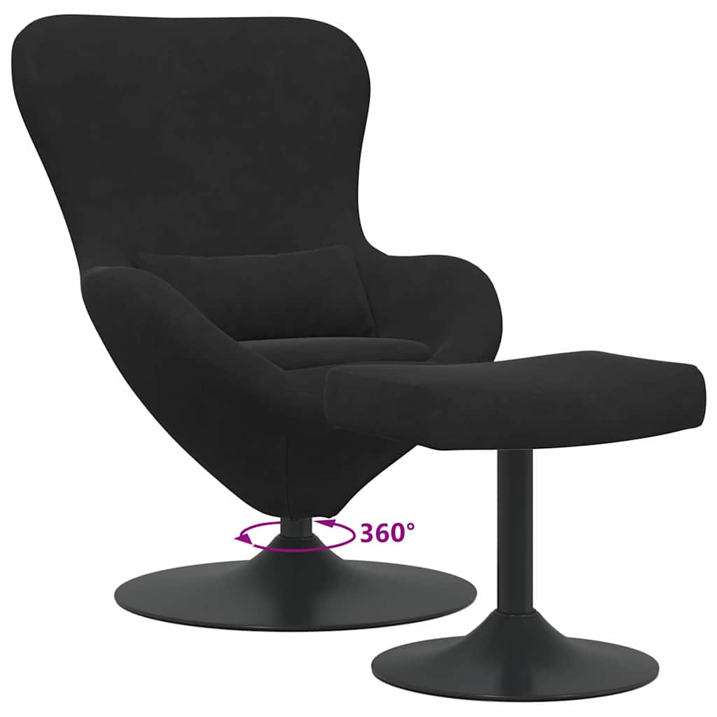 Egg chair with ottoman Black Velvet