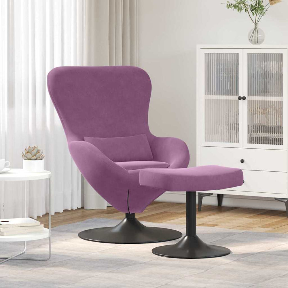 Kiaušinio kėdė su pufu Violetinė Aksomas