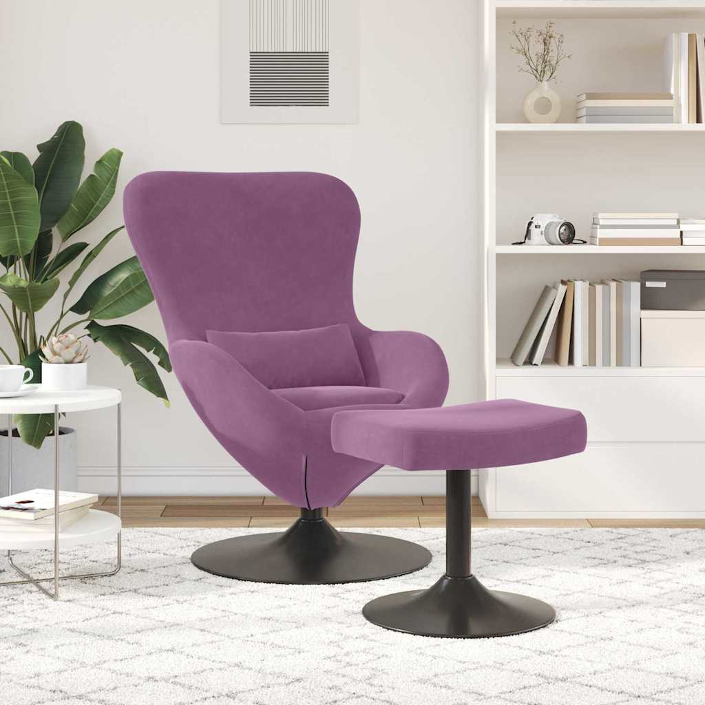 Kiaušinio kėdė su pufu Violetinė Aksomas
