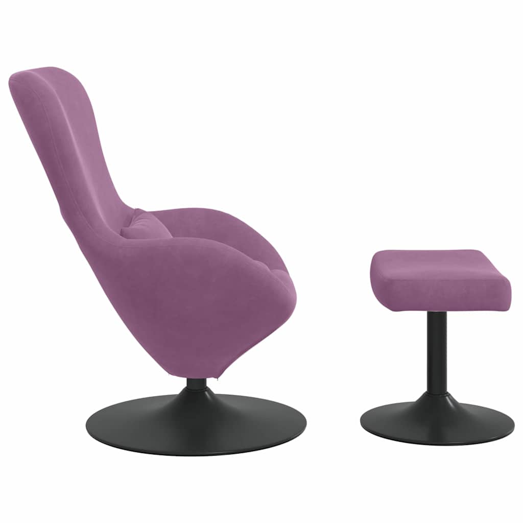 Kiaušinio kėdė su pufu Violetinė Aksomas