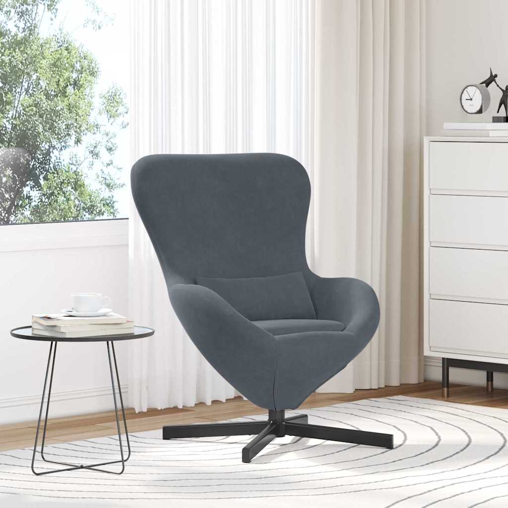 Kiaušinio formos krėslas Tamsiai pilka 63 x 73 x 90 cm Aksomas