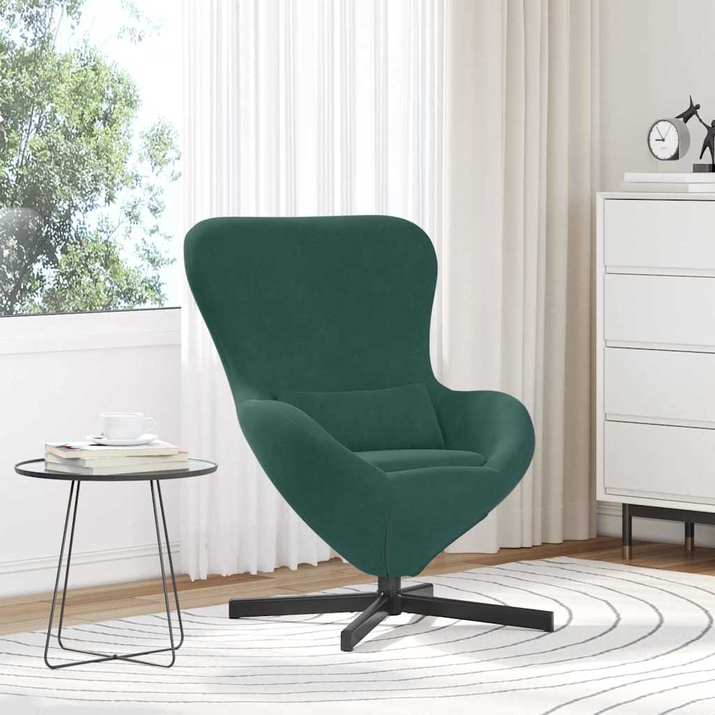 Kiaušinio formos krėslas Tamsiai žalia 63 x 73 x 90 cm Aksomas