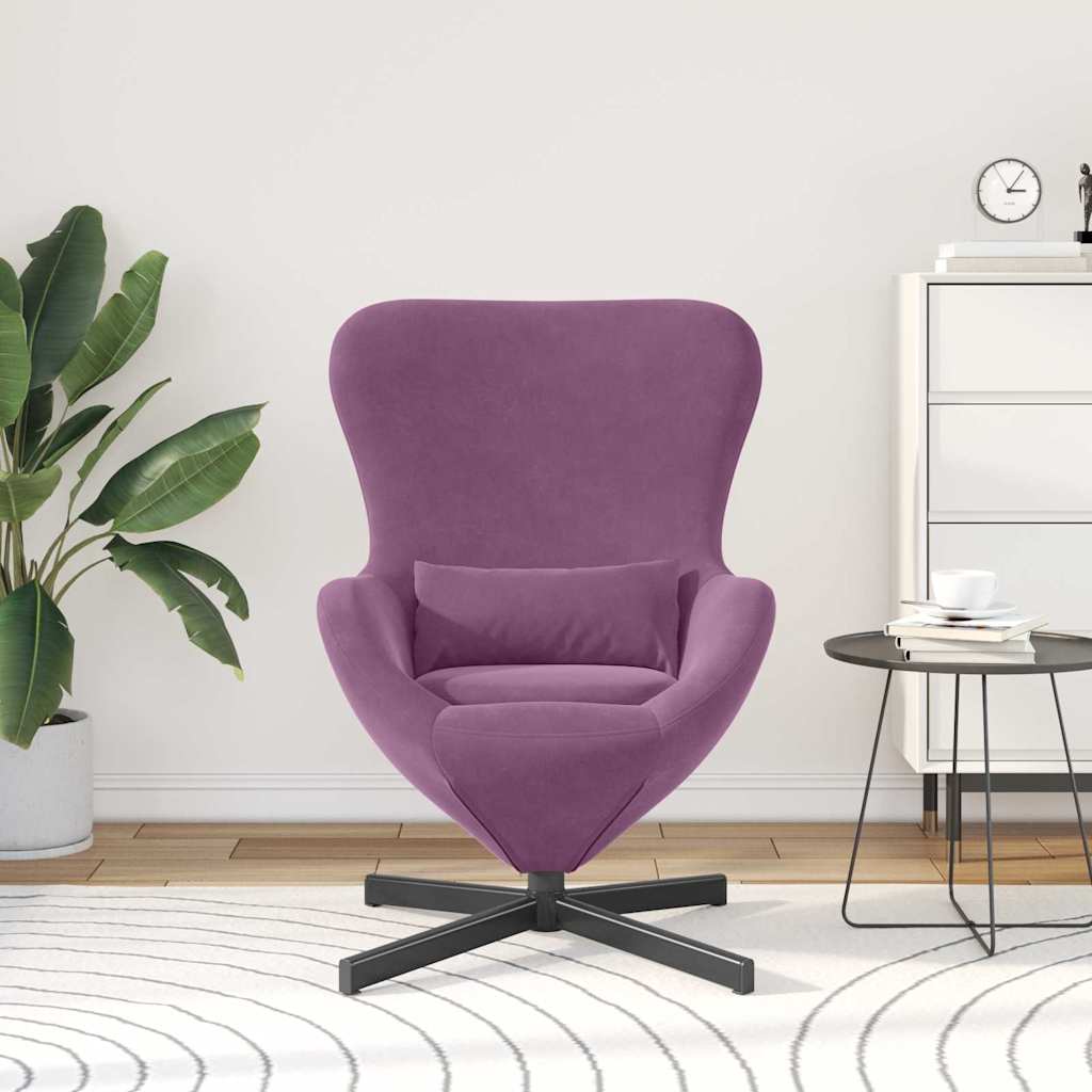 Kiaušinio formos krėslas Violetinė 63 x 73 x 90 cm Aksomas