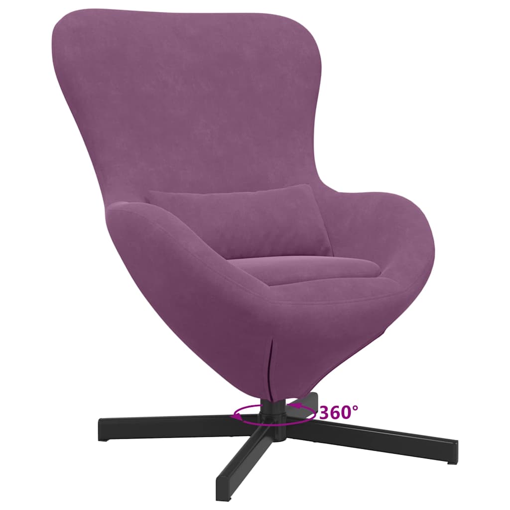Kiaušinio formos krėslas Violetinė 63 x 73 x 90 cm Aksomas