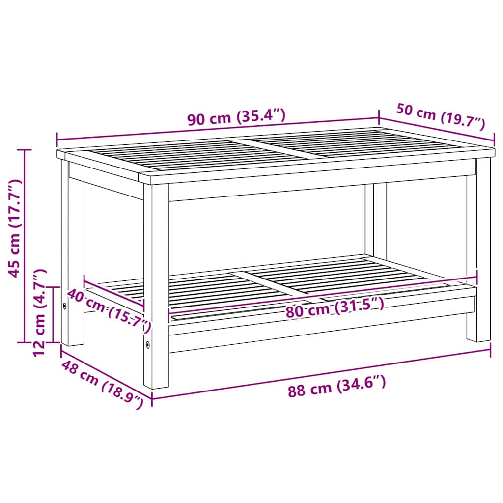 Kavos staliukas 90x50x45 cm iš akacijos medienos