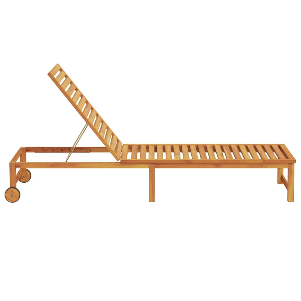 Sun Lounger Brown 202 x 53 x 89 cm Solid Acacia Wood