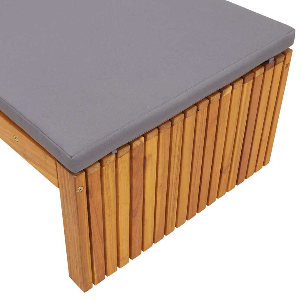 Saulės gultas su pagalve 200 x 55 x 30 cm, kietos akacijos medienos