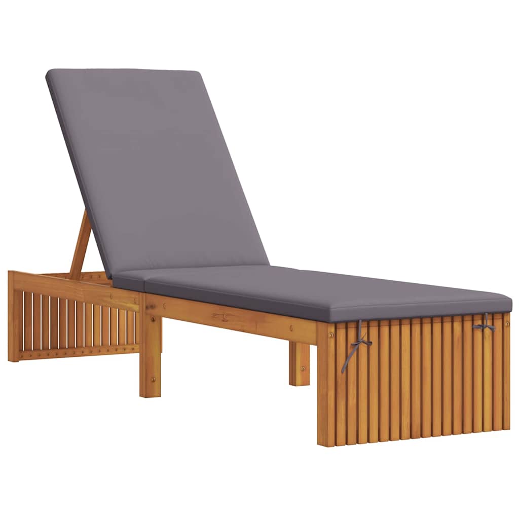 Saulės gultas su pagalve 200 x 55 x 30 cm, kietos akacijos medienos