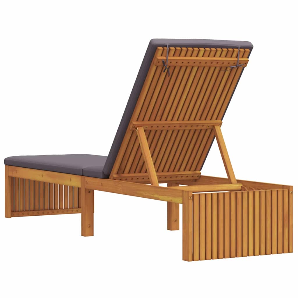 Saulės gultas su pagalve 200 x 55 x 30 cm, kietos akacijos medienos