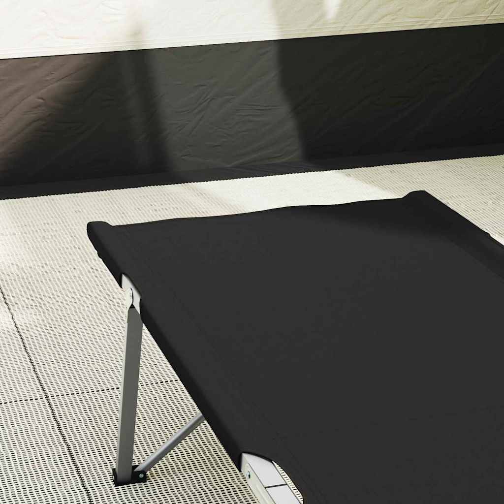Sulankstoma Kempingo Lova 2 pcs Juoda 62 x 194 x 42 cm
