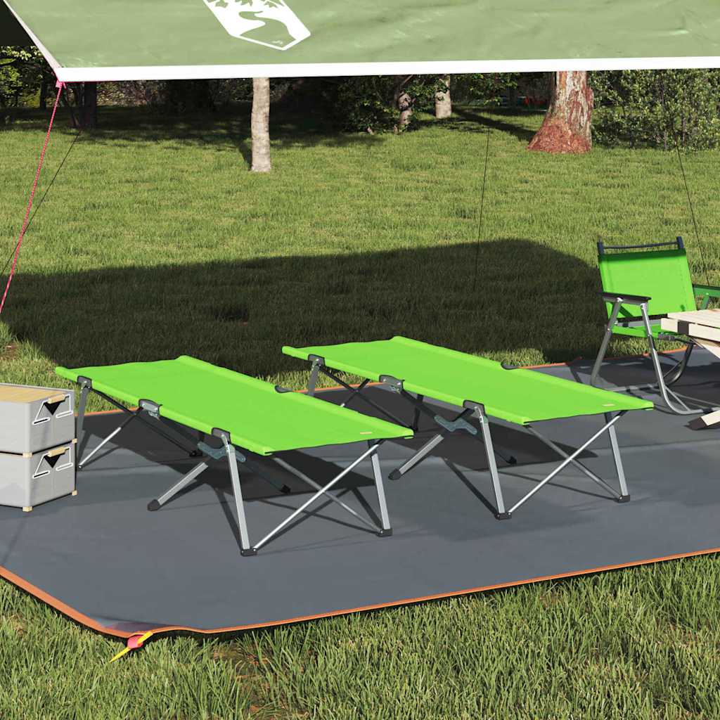 Foldable Camping Bed 2 pcs Dark Green 62 x 194 x 42 cm