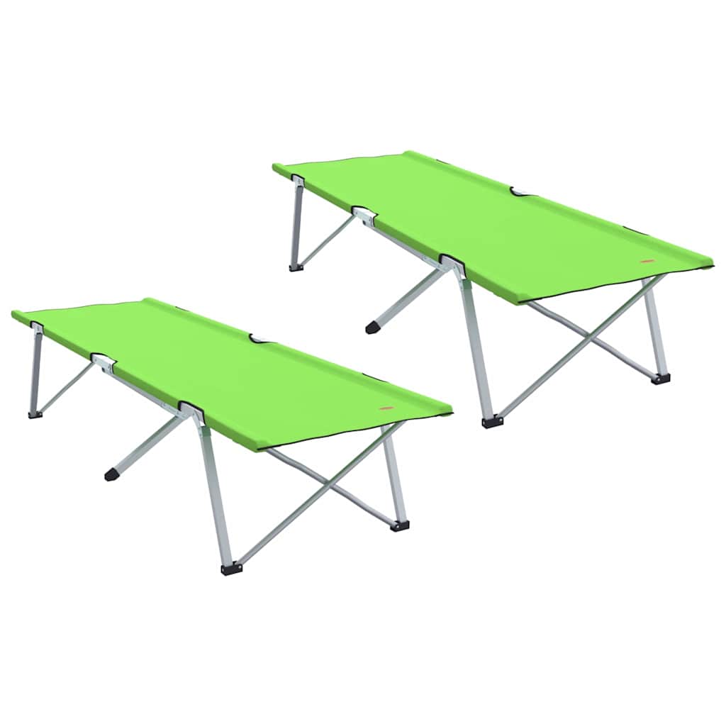 Foldable Camping Bed 2 pcs Dark Green 62 x 194 x 42 cm
