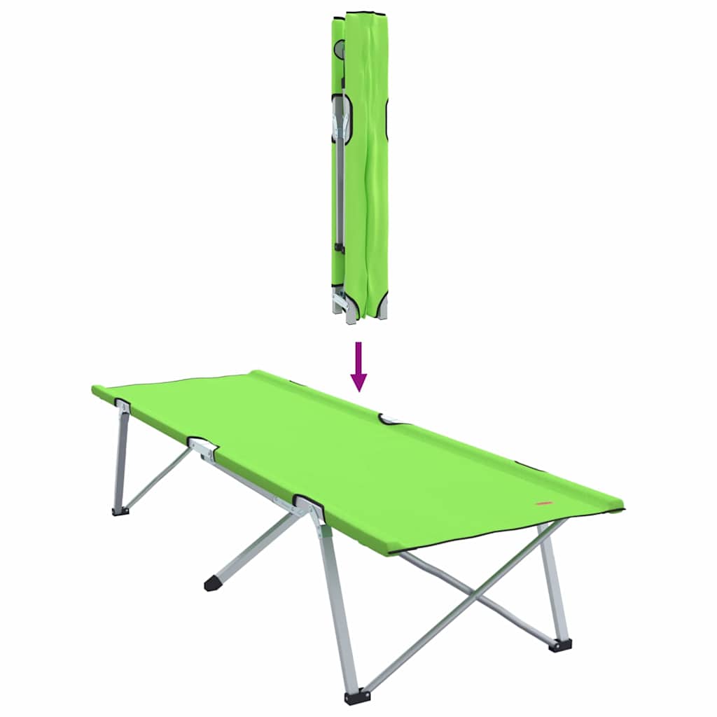 Foldable Camping Bed 2 pcs Dark Green 62 x 194 x 42 cm