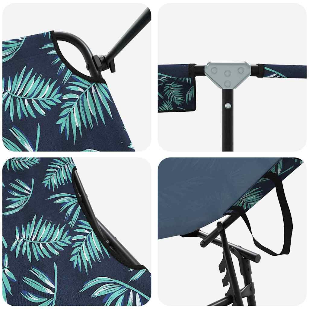 2-piece Folding Sun Loungers with Roof, Leaf Pattern, 600D Oxford Fabric