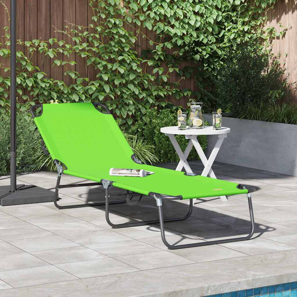 Folding Sun Lounger - Portable, Green, 600D Oxford Fabric