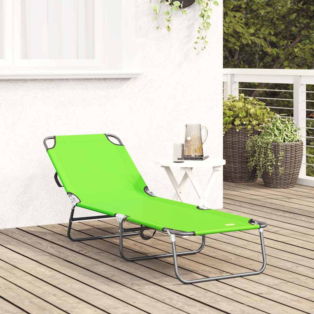 Folding Sun Lounger - Portable, Green, 600D Oxford Fabric