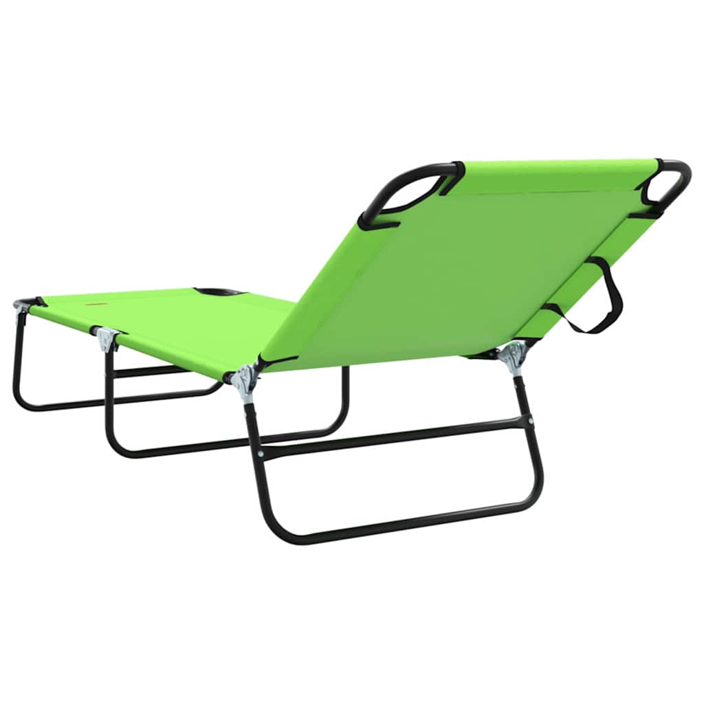 Folding Sun Lounger - Portable, Green, 600D Oxford Fabric