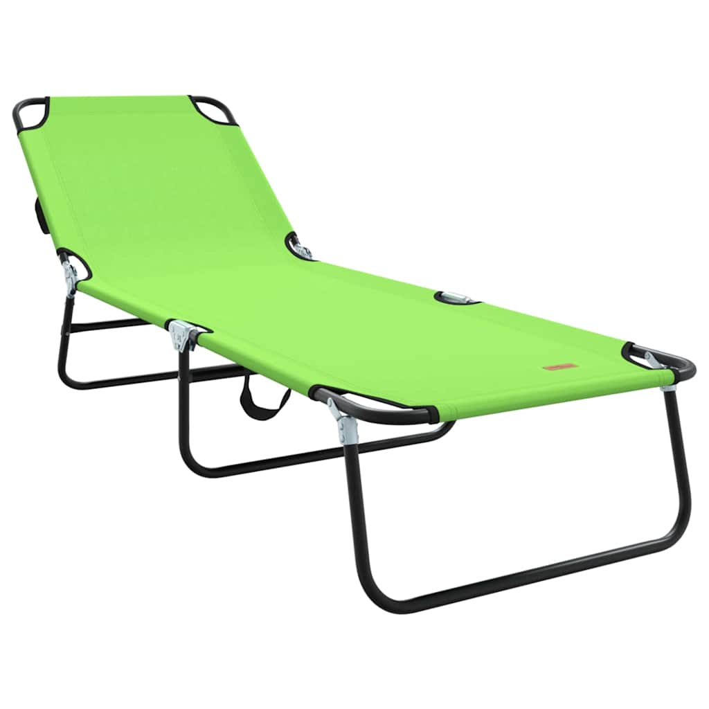 Foldable Sun Lounger 2 pcs Portable Green 600D Oxford Fabric