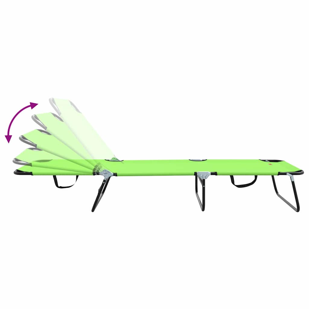 Foldable Sun Lounger 2 pcs Portable Green 600D Oxford Fabric