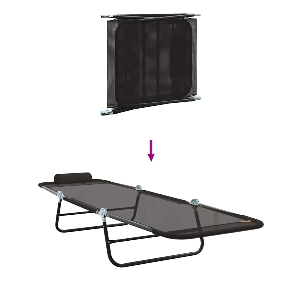 Sulankstomas gultas 2 pcs Juoda 182 x 55 x 85,5 cm Tekstilenas