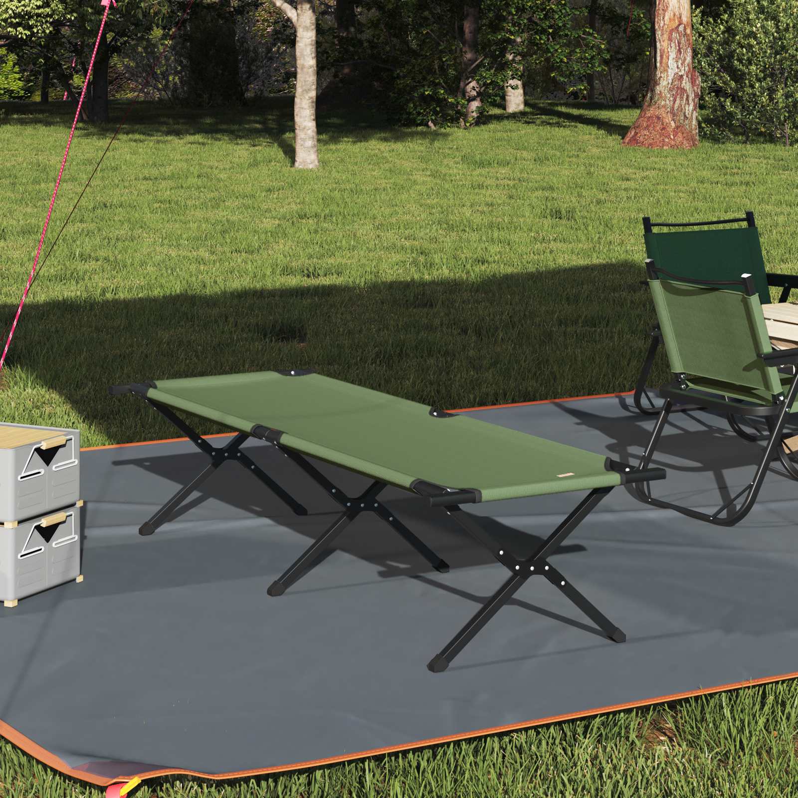Folding Camping Bed Amy yellow Oxford fabric