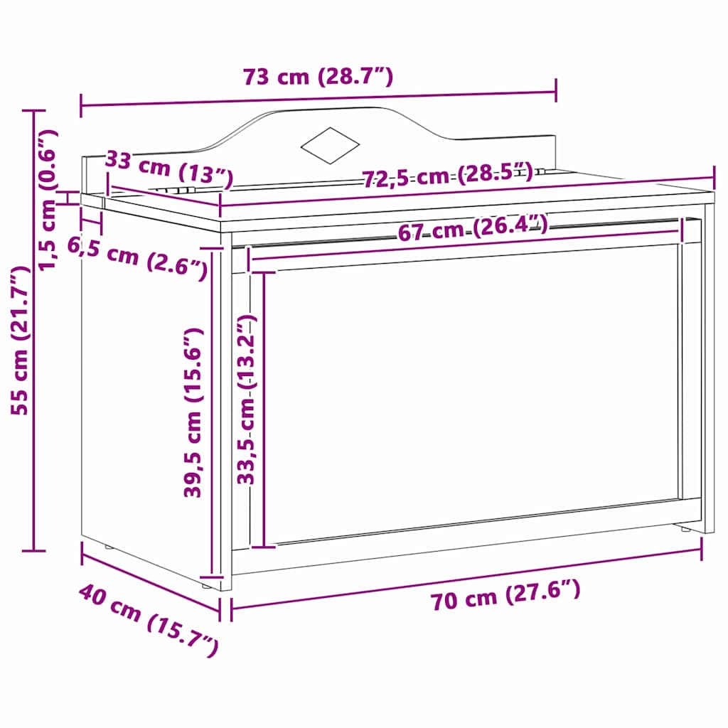 Žaislų dėžė su saugykla Balta 73 x 33 x 55 cm Apdirbta mediena