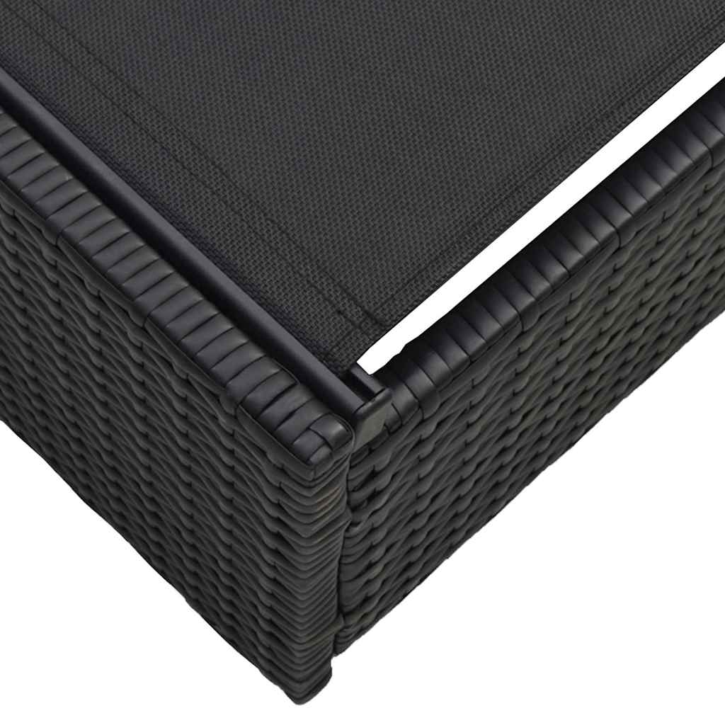 Juodas saulės gultas 60 x 200 x 27 cm iš poli rotango