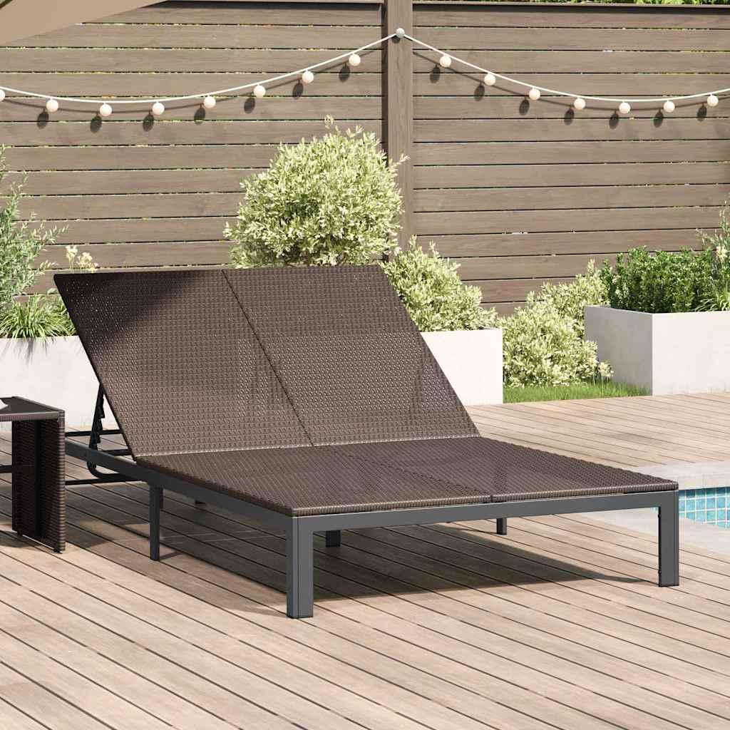 Sun Lounger 1-person Brown 206 x 62.5 x 74 cm poly rattan