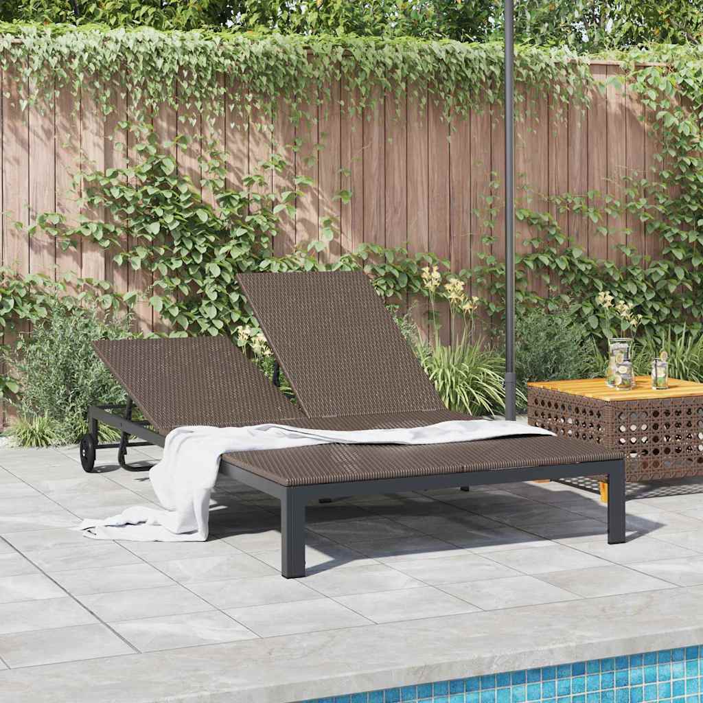 Sun Lounger 1-person Brown 206 x 62.5 x 74 cm poly rattan