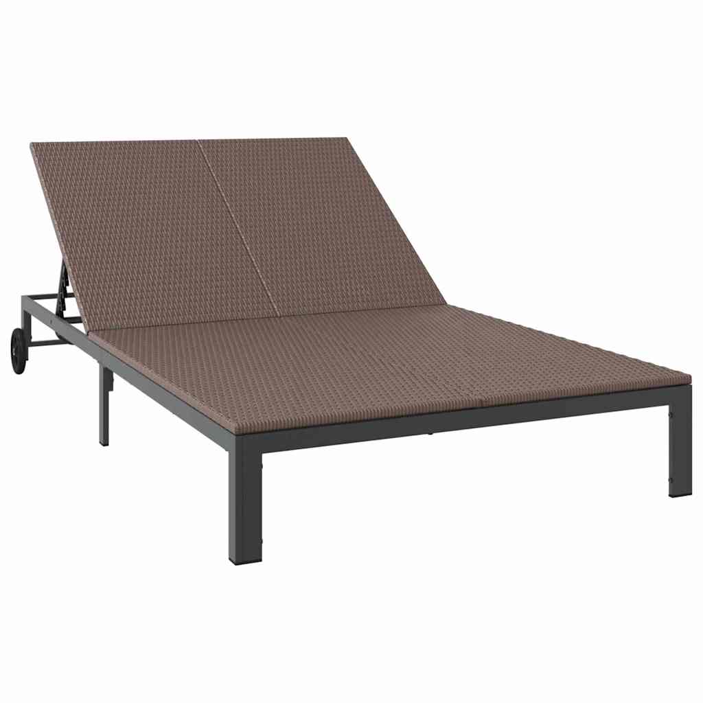 Sun Lounger 1-person Brown 206 x 62.5 x 74 cm poly rattan
