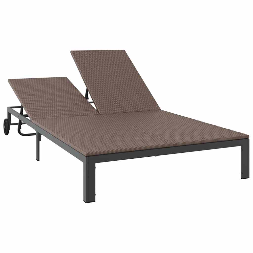 Sun Lounger 1-person Brown 206 x 62.5 x 74 cm poly rattan