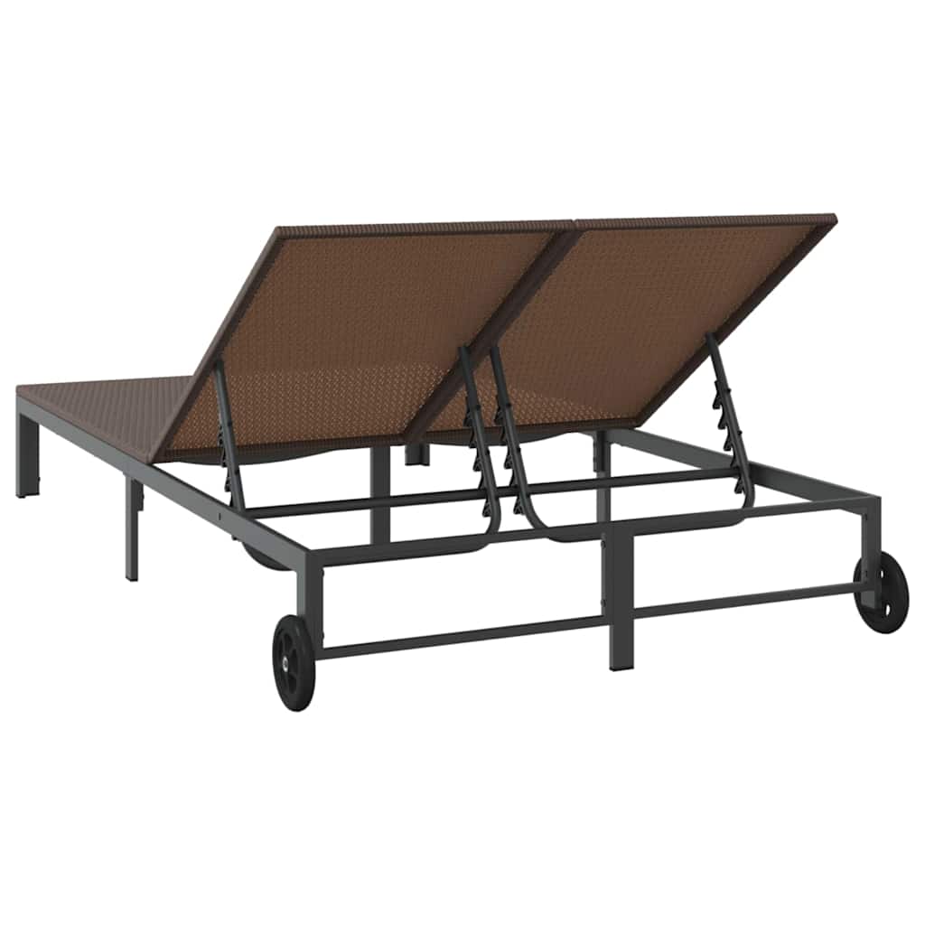 Sun Lounger 1-person Brown 206 x 62.5 x 74 cm poly rattan