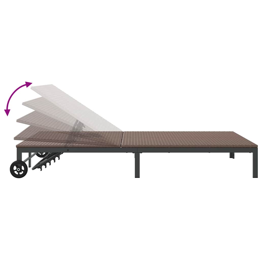 Sun Lounger 1-person Brown 206 x 62.5 x 74 cm poly rattan