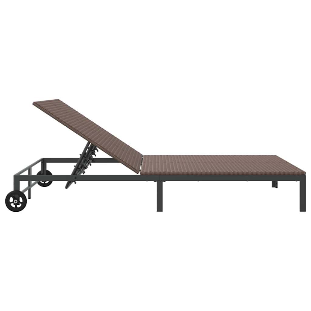 Sun Lounger 1-person Brown 206 x 62.5 x 74 cm poly rattan