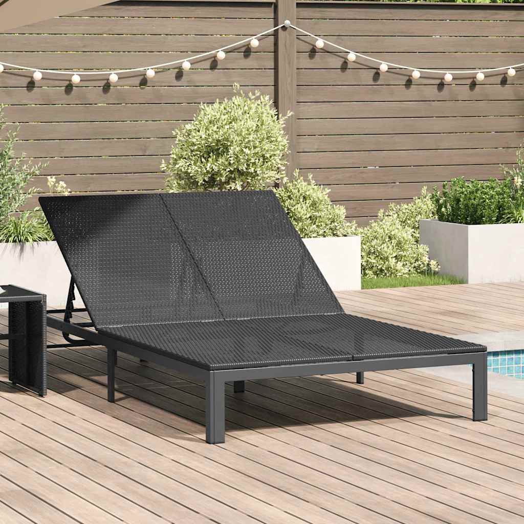 Sun Lounger 1-person Black 206 x 62.5 x 74 cm polyrattan